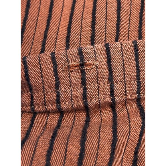 HARLEY-DAVIDSON Mens LARGE Brown Stripe Embroidery Spell-Out Button-Up S/S SHIRT - Picture 5 of 11